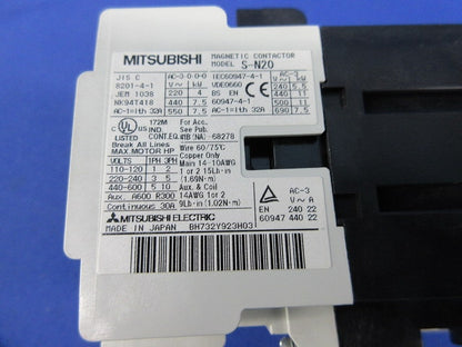 非可逆式電磁接触器100V S-N20