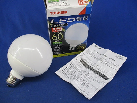 LED電球 ボール電球形 E26(昼白色)(点灯試験済) LDG6N-G/60W/2
