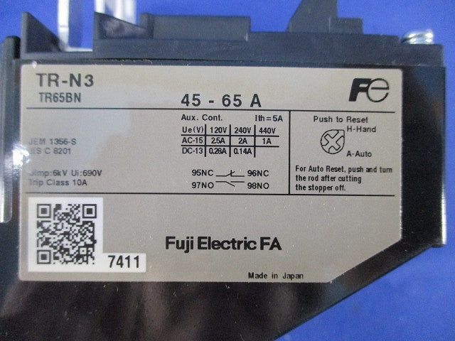 標準形サーマルリレー45-65A TR-N3 TR65BN