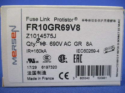 産業用超高速シリンドリカルヒューズ(8個入) FR10GR69V6