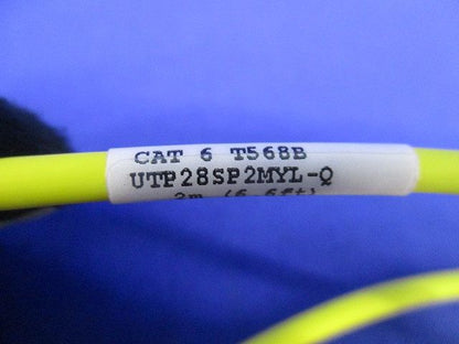 CAT 6 T568B 2m(6.6ft) 極細LANケーブル 黄 UTP28SP2MYL