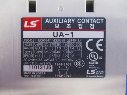 補助接点ユニット サイドマウント 1a1b 電磁接触器用 UA-1