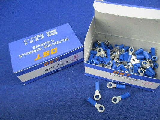 銅線用圧着端子(100個入×2箱 計200個入)青 RAV1.25-4