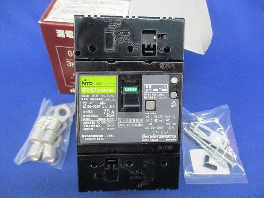 漏電ブレーカー3P3E75A GE103CA 3P 75A F30