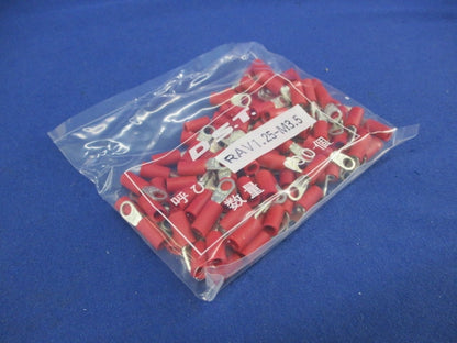 銅線用 裸 絶縁被覆付圧着端子(100個入×4計400個入)(赤) RAV1.25-M3.5