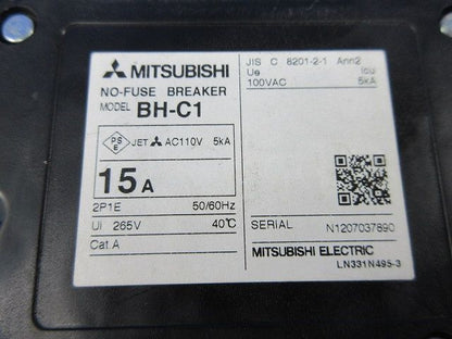 ノーヒューズ遮断器2P1E15A BH-C1