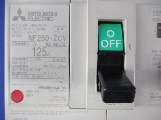 漏電アラーム遮断器3P3E125A NF250-ZCV