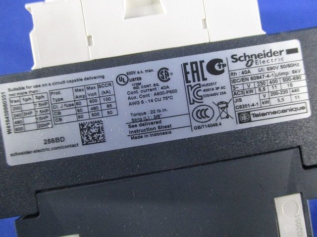 非可逆形電磁接触器DC24V LC1D256