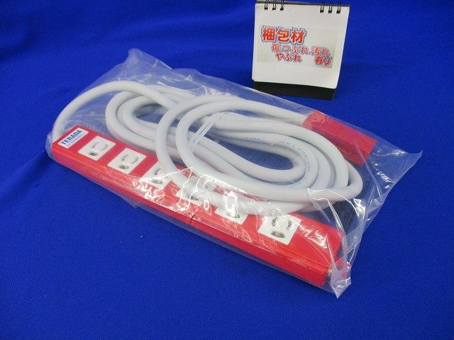 ハーネスプラグ付OAタップ 6口 5m 接地2P抜止 (レッド) AHY655R