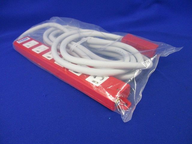 ハーネスプラグ付OAタップ 6口 5m 接地2P抜止 (レッド) AHY655R