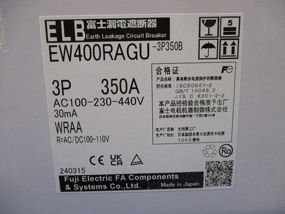 一般配線用漏電遮断器3P350A(キズ・汚れ有) EW400RAGU-3P350B