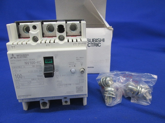 漏電ブレーカー3P3E100A(キズ・潰れ・汚れ・破れ有り) NV100-KC