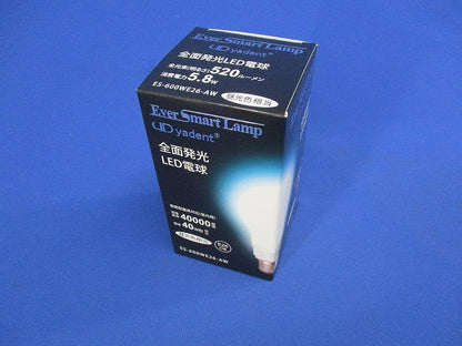 エバースマートランプ 全面配光LED電球E26口金 全光束520lm 昼光色　ES-600WE26-AW