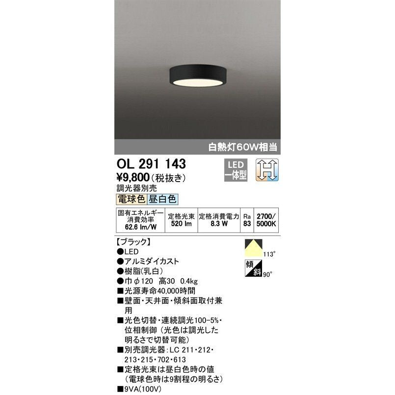 シーリングライト 【OL 291 143】 住宅用照明 インテリア 洋 OL291143