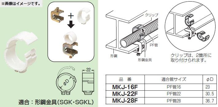 PF管 クリップ H.L形鋼用 (10個入) SGK-22F-10