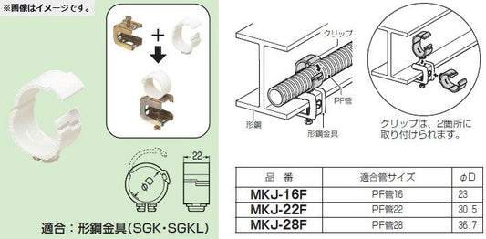 PF管 クリップ H.L形鋼用 (10個入) SGK-22F-10